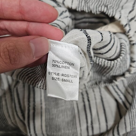 Elan Off White Linen Cotton Blend Strapless Cover-Up Black Tassel Jumpsuit Small - Picture 13 of 13